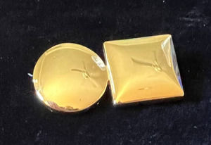 Vintage Brooch Geometric Square Circle Shapes Gold Tone Metal Textured Back